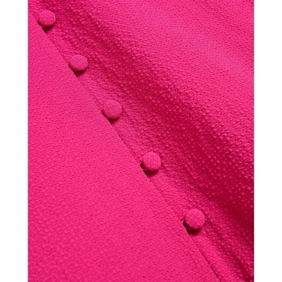 NWT TED BAKER Barbie Pink Sleeveless Button Front Tiered Ruffle Hem Midi Dress 2 - Picture 11 of 12